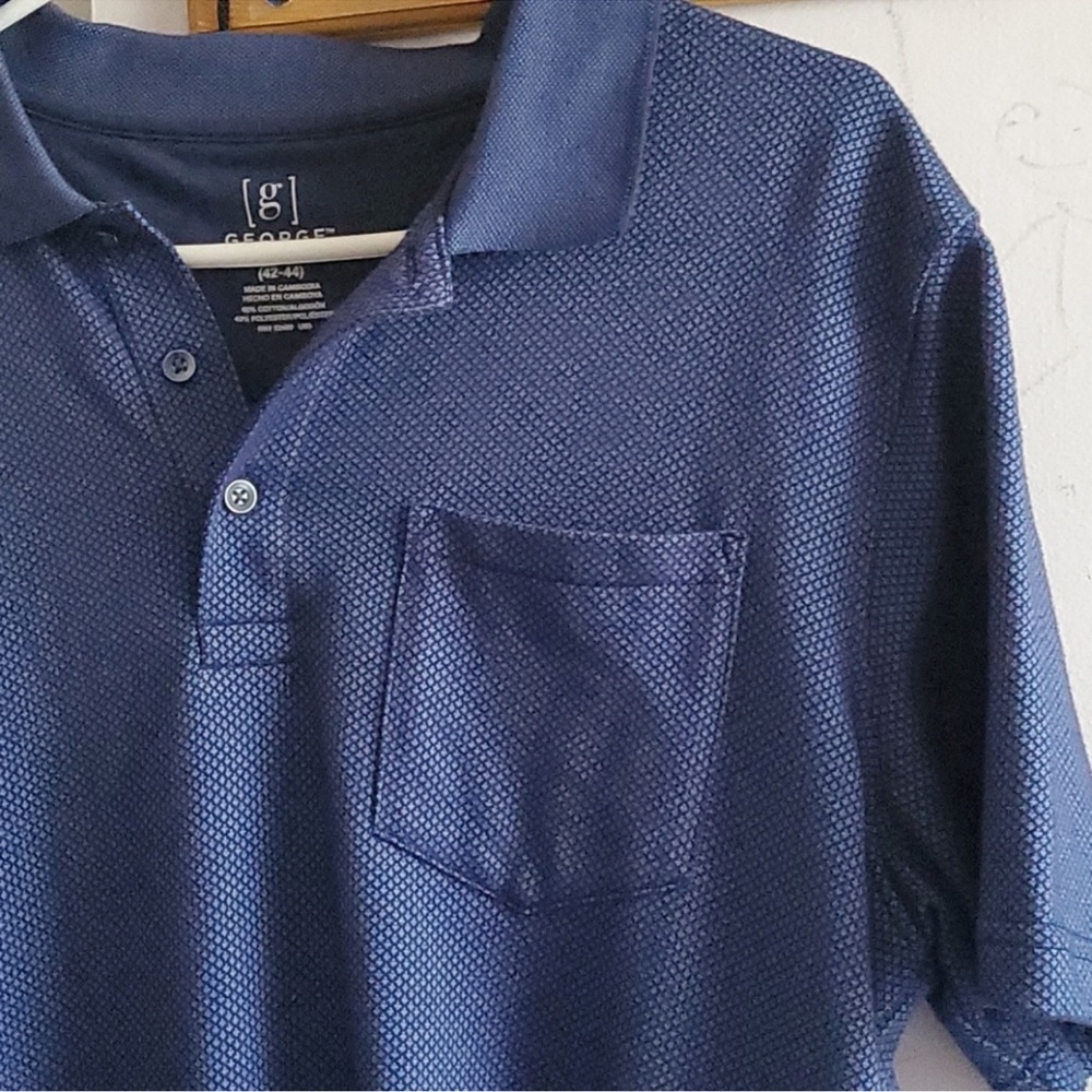 George Men's Navy Textured Polo Shirt